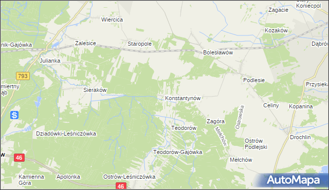 mapa Konstantynów gmina Lelów, Konstantynów gmina Lelów na mapie Targeo