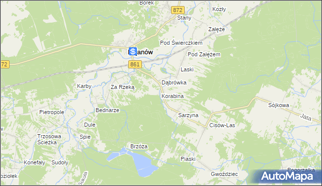 mapa Korabina, Korabina na mapie Targeo