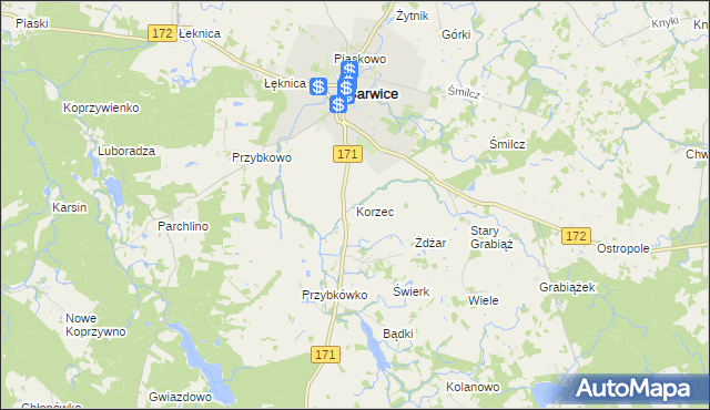 mapa Korzec, Korzec na mapie Targeo