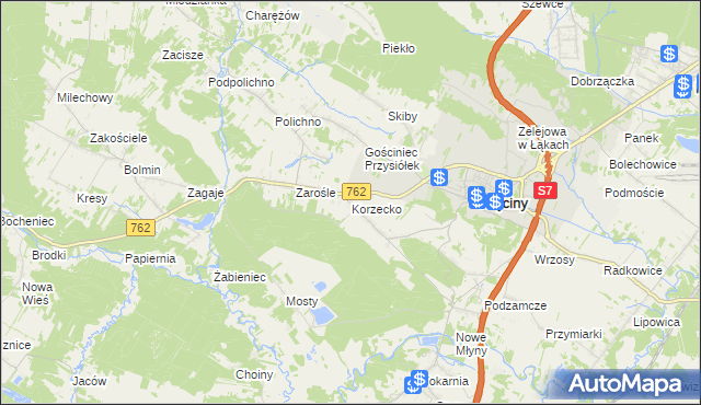 mapa Korzecko, Korzecko na mapie Targeo