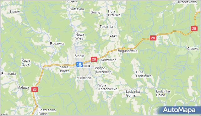 mapa Korzeniec, Korzeniec na mapie Targeo