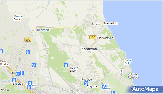mapa Kosakowo powiat pucki, Kosakowo powiat pucki na mapie Targeo