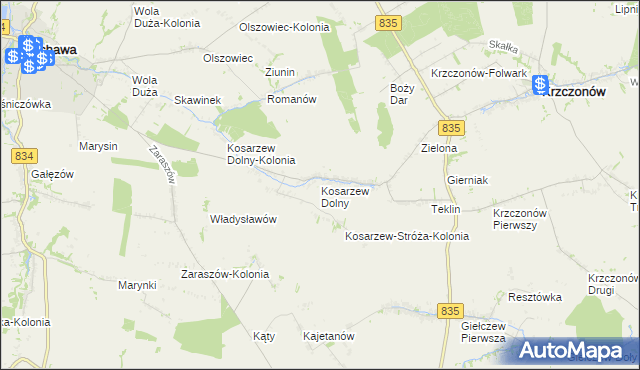 mapa Kosarzew Dolny, Kosarzew Dolny na mapie Targeo