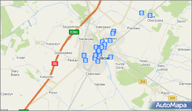 mapa Kościan, Kościan na mapie Targeo