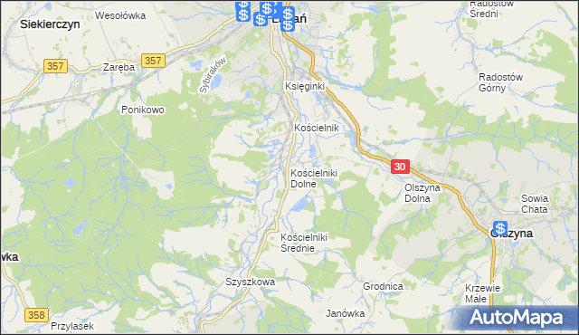 mapa Kościelniki Dolne, Kościelniki Dolne na mapie Targeo