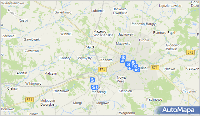 mapa Kosewo gmina Nasielsk, Kosewo gmina Nasielsk na mapie Targeo
