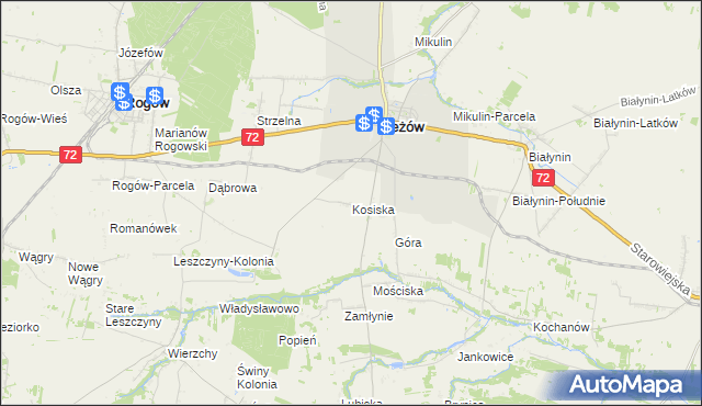 mapa Kosiska gmina Jeżów, Kosiska gmina Jeżów na mapie Targeo