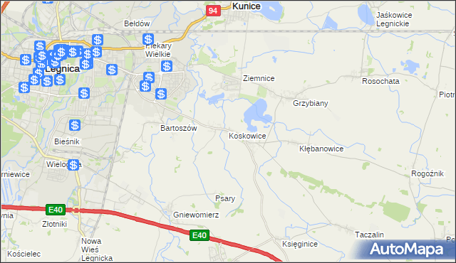 mapa Koskowice, Koskowice na mapie Targeo