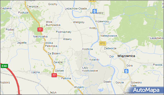 mapa Kostków, Kostków na mapie Targeo