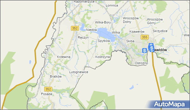 mapa Kostrzyna gmina Zgorzelec, Kostrzyna gmina Zgorzelec na mapie Targeo
