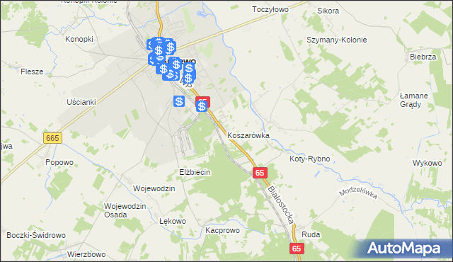 mapa Koszarówka gmina Grajewo, Koszarówka gmina Grajewo na mapie Targeo