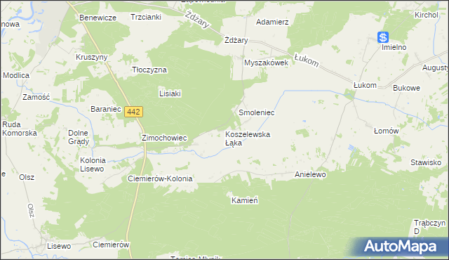 mapa Koszelewska Łąka, Koszelewska Łąka na mapie Targeo