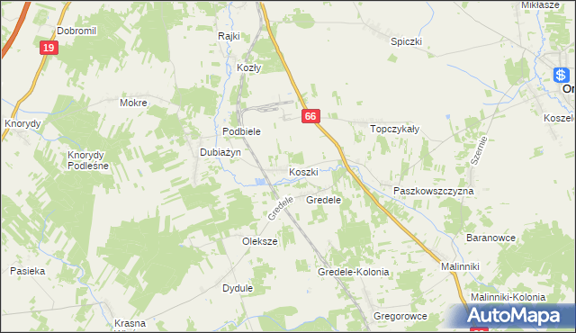 mapa Koszki, Koszki na mapie Targeo