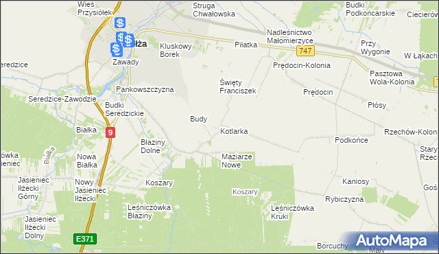 mapa Kotlarka gmina Iłża, Kotlarka gmina Iłża na mapie Targeo