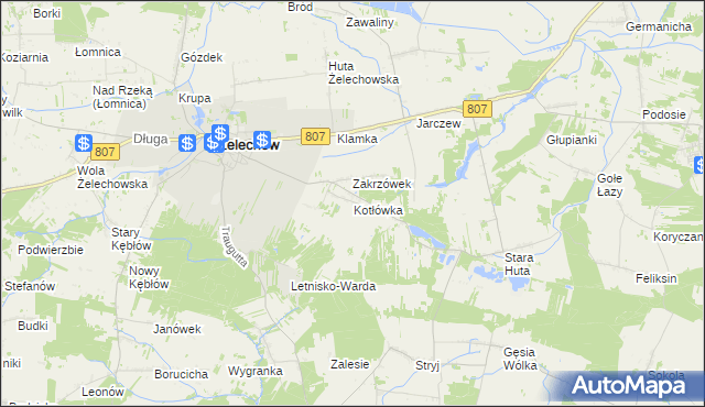 mapa Kotłówka gmina Żelechów, Kotłówka gmina Żelechów na mapie Targeo