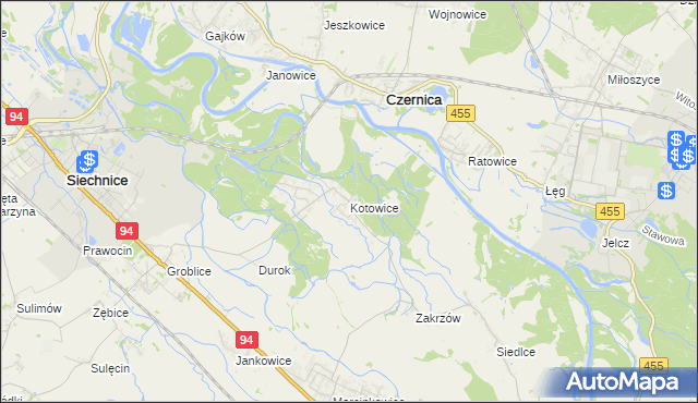 mapa Kotowice gmina Siechnice, Kotowice gmina Siechnice na mapie Targeo
