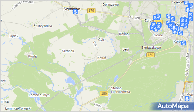 mapa Kotuń gmina Szydłowo, Kotuń gmina Szydłowo na mapie Targeo