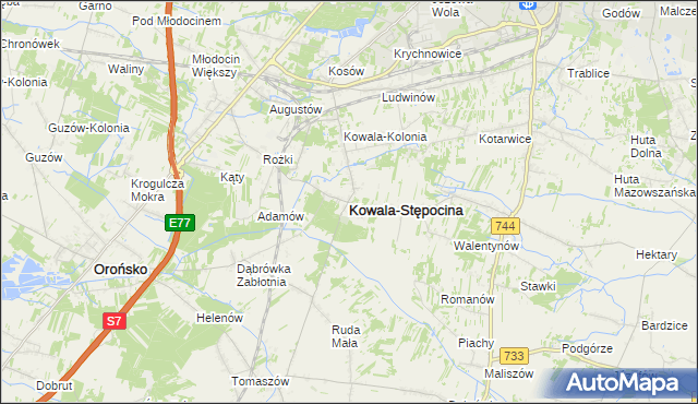 mapa Kowala-Stępocina, Kowala-Stępocina na mapie Targeo