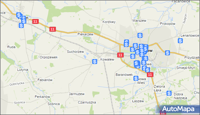 mapa Kowalew gmina Pleszew, Kowalew gmina Pleszew na mapie Targeo