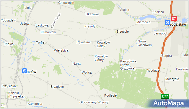 mapa Kowalów Górny, Kowalów Górny na mapie Targeo