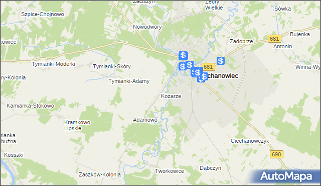 mapa Kozarze, Kozarze na mapie Targeo