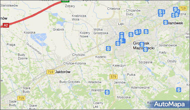 mapa Kozerki, Kozerki na mapie Targeo