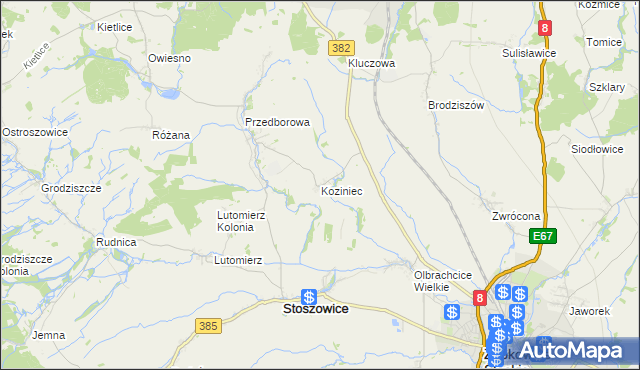 mapa Koziniec gmina Ząbkowice Śląskie, Koziniec gmina Ząbkowice Śląskie na mapie Targeo