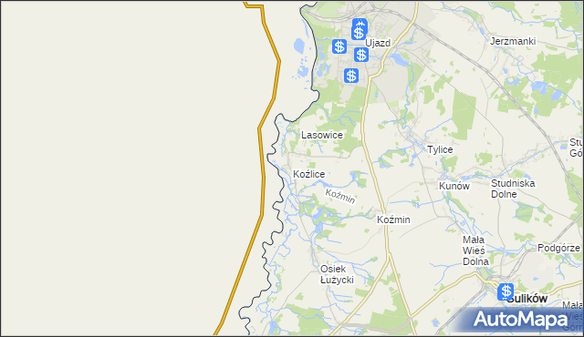 mapa Koźlice gmina Zgorzelec, Koźlice gmina Zgorzelec na mapie Targeo