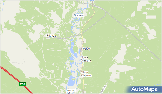 mapa Kozłów gmina Bolesławiec, Kozłów gmina Bolesławiec na mapie Targeo