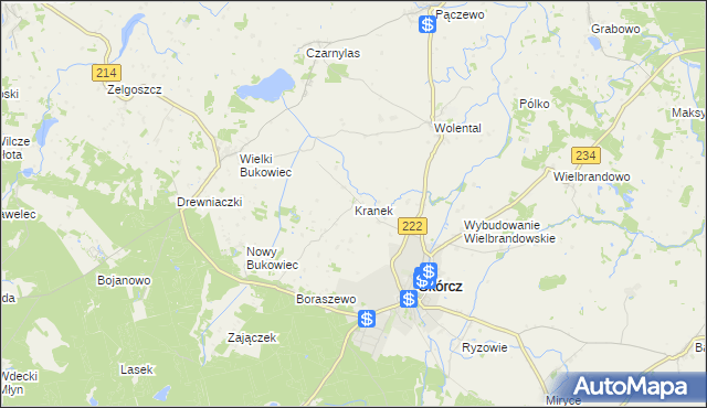 mapa Kranek, Kranek na mapie Targeo