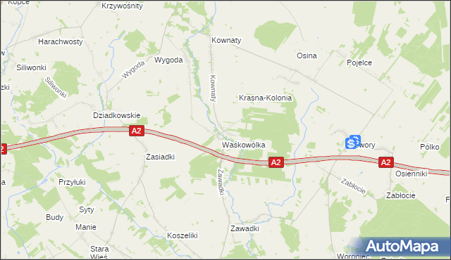 mapa Krasna gmina Huszlew, Krasna gmina Huszlew na mapie Targeo