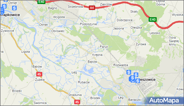 mapa Krępna, Krępna na mapie Targeo