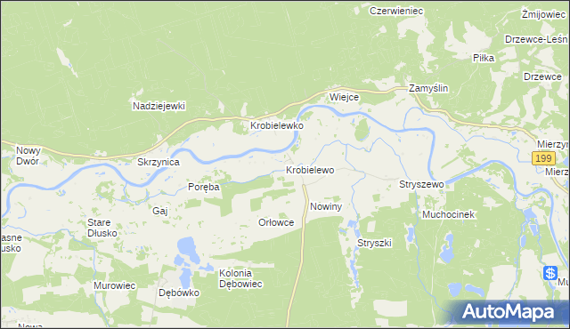 mapa Krobielewo, Krobielewo na mapie Targeo