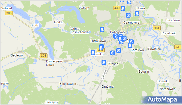 mapa Krosinko gmina Mosina, Krosinko gmina Mosina na mapie Targeo