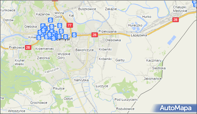 mapa Krówniki gmina Przemyśl, Krówniki gmina Przemyśl na mapie Targeo