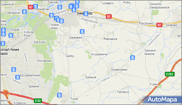 mapa Kruszewnia gmina Swarzędz, Kruszewnia gmina Swarzędz na mapie Targeo