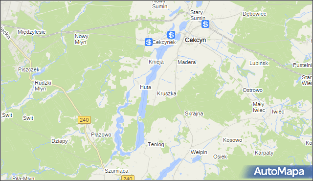 mapa Kruszka gmina Cekcyn, Kruszka gmina Cekcyn na mapie Targeo