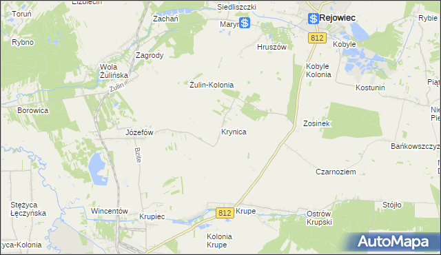 mapa Krynica gmina Krasnystaw, Krynica gmina Krasnystaw na mapie Targeo