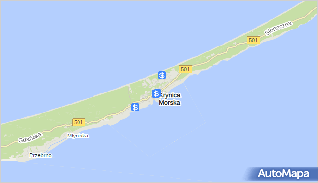 mapa Krynica Morska, Krynica Morska na mapie Targeo