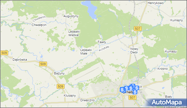 mapa Krzykały, Krzykały na mapie Targeo