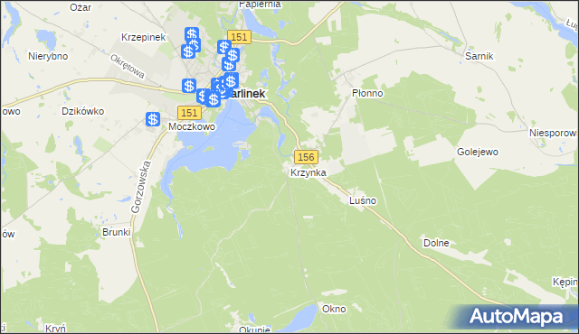 mapa Krzynka gmina Barlinek, Krzynka gmina Barlinek na mapie Targeo