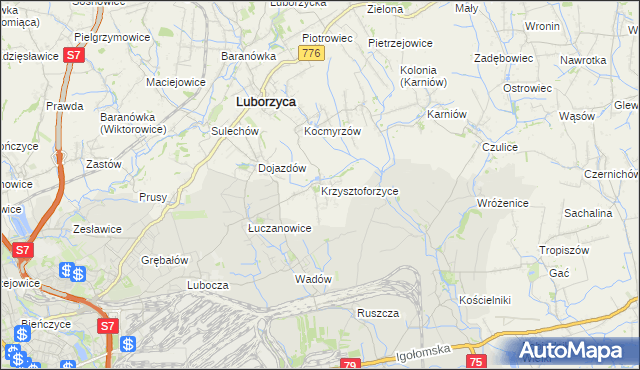 mapa Krzysztoforzyce, Krzysztoforzyce na mapie Targeo