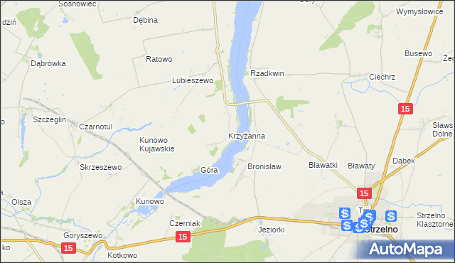 mapa Krzyżanna, Krzyżanna na mapie Targeo