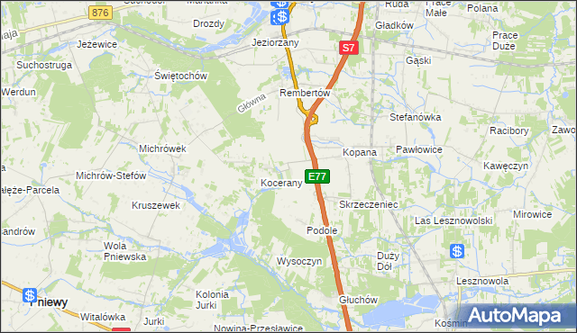 mapa Księżowola, Księżowola na mapie Targeo