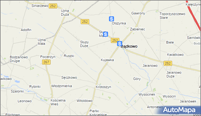 mapa Kujawka, Kujawka na mapie Targeo
