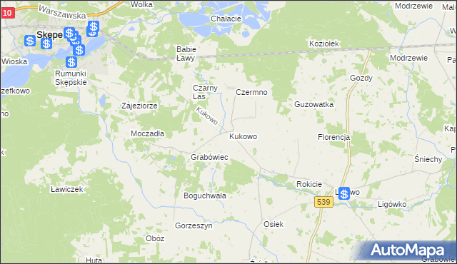 mapa Kukowo gmina Skępe, Kukowo gmina Skępe na mapie Targeo