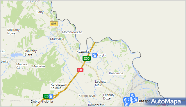 mapa Kukuryki, Kukuryki na mapie Targeo