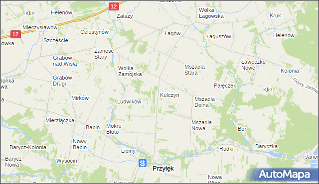 mapa Kulczyn gmina Przyłęk, Kulczyn gmina Przyłęk na mapie Targeo