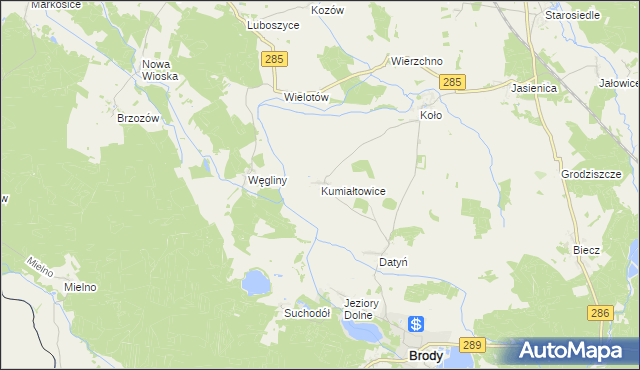 mapa Kumiałtowice, Kumiałtowice na mapie Targeo