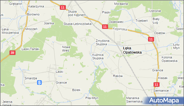 mapa Kuźnica Słupska, Kuźnica Słupska na mapie Targeo